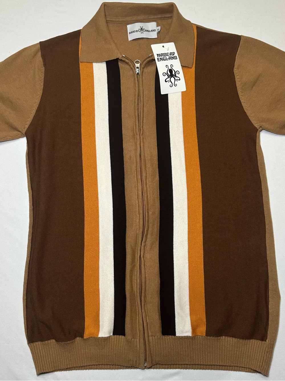 NWT Madcap England Victor Knit Zip Polo 60s Mod Retro Small